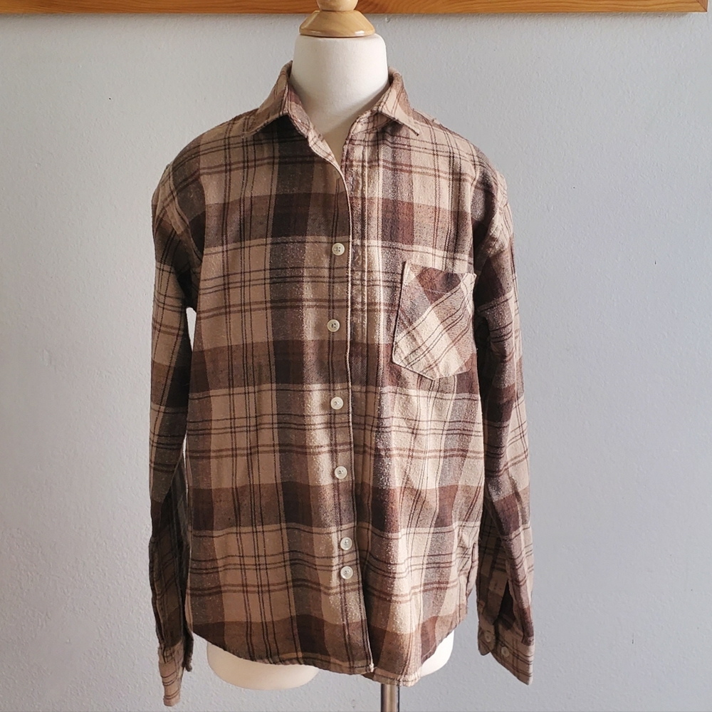 Brown Flannel Shirt - Boys Size 10-11